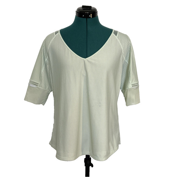 Lululemon Var-city Half Sleeve Active Wear Top Sea Mist Mesh Cool Touch Size 10 - Picture 1 of 7